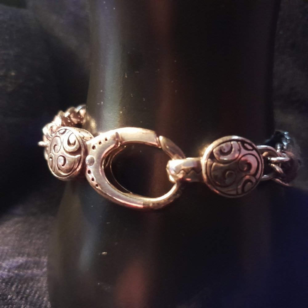 Brighton Silver Braided Metallic Leather Lobster Clasp Bella Bracelet - Picture 5 of 9